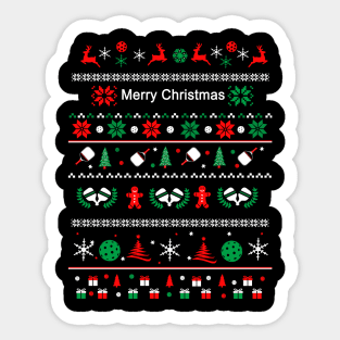 Ugly Christmas Sweater style Pickelball Sticker